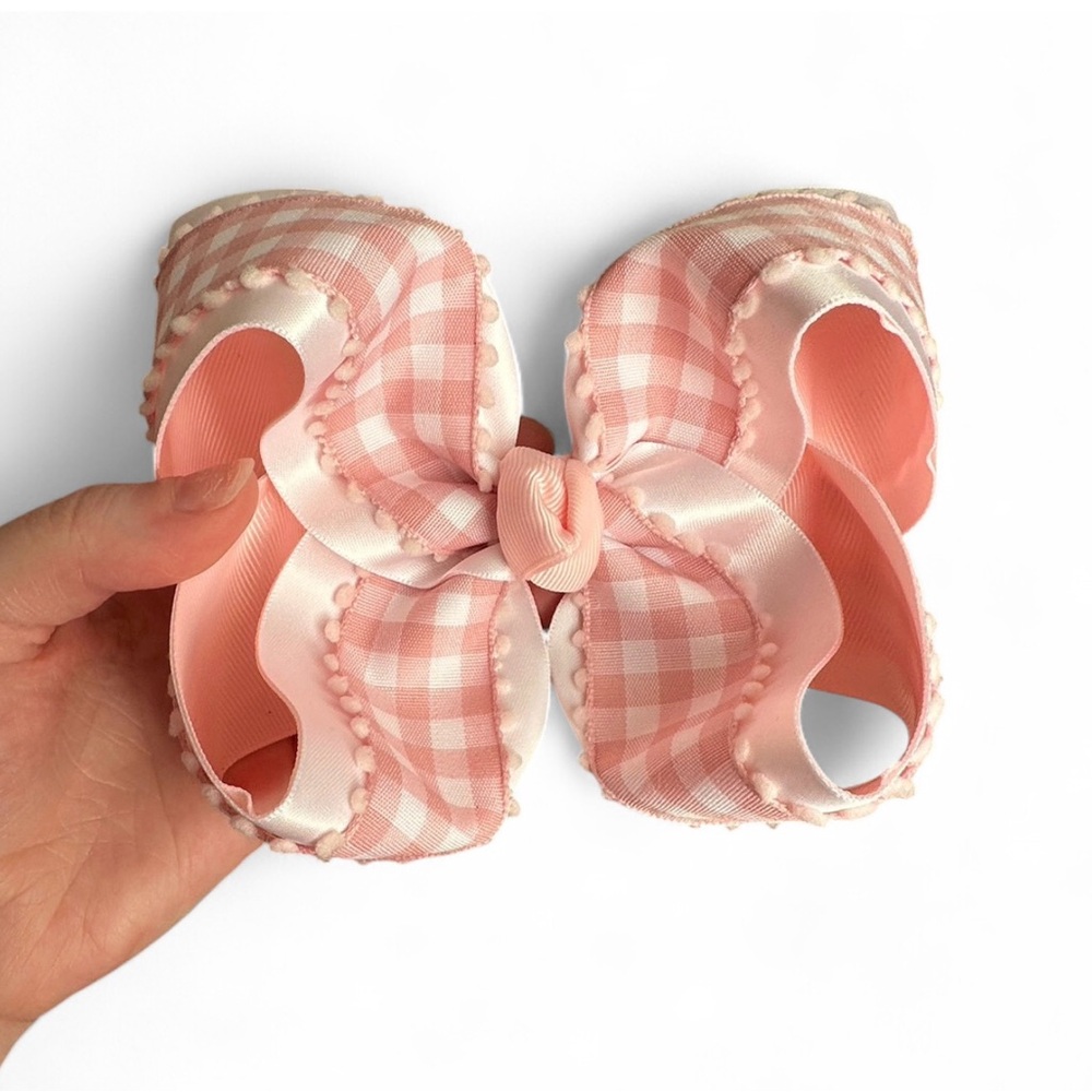 Pink Gingham Ruffle smocked bow